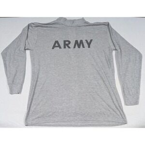 UNICOR US Army PT Shirt Mens Large Gray Excellent Long Sleeve PFU Mock Neck
